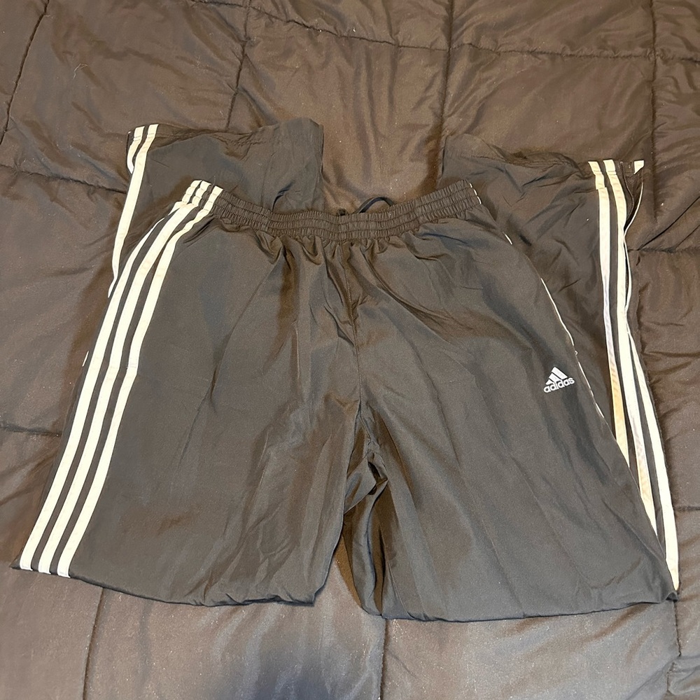 Adidas Black Joggers with White Accents